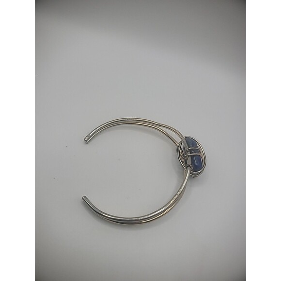 Vintage Bracelet Cuff Silver Tone Gold Tone Wire Wrapped Purple Stone Jewelry - Picture 13 of 15